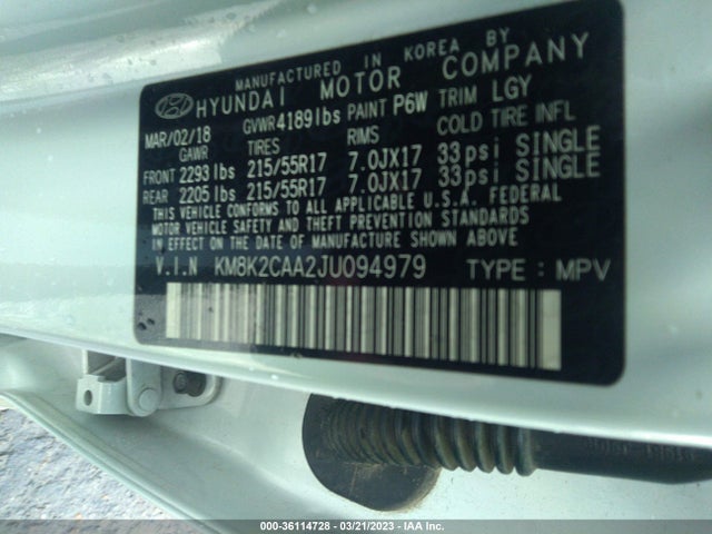 Hyundai Kona Sel 2018 KM8K2CAA2JU094979 Image 10