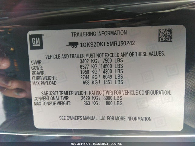 GMC YUKON DENALI 2021 1GKS2DKL5MR150242 Image 9