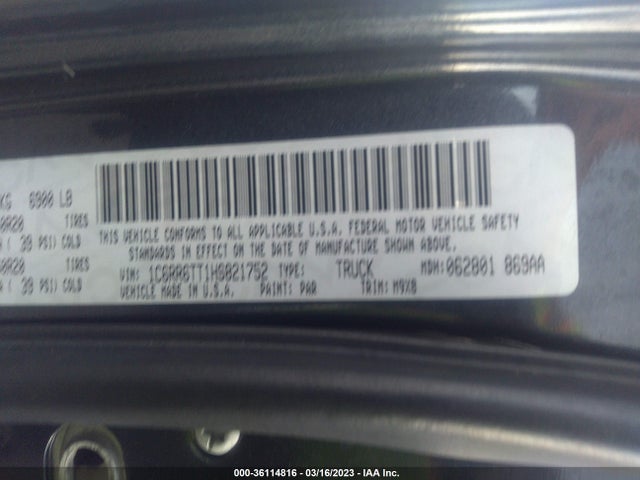 RAM 1500 Big Horn 2017 1C6RR6TT1HS821752 Image 11
