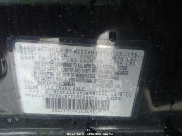 3N1CE2CP4JL369549 Nissan Versa Note Sv