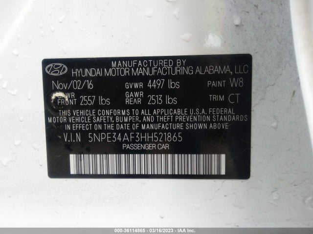 Hyundai Sonata Sport 2017 5NPE34AF3HH521865 Image 10