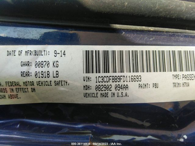 1C3CDFBB9FD116693 Dodge DART SXT