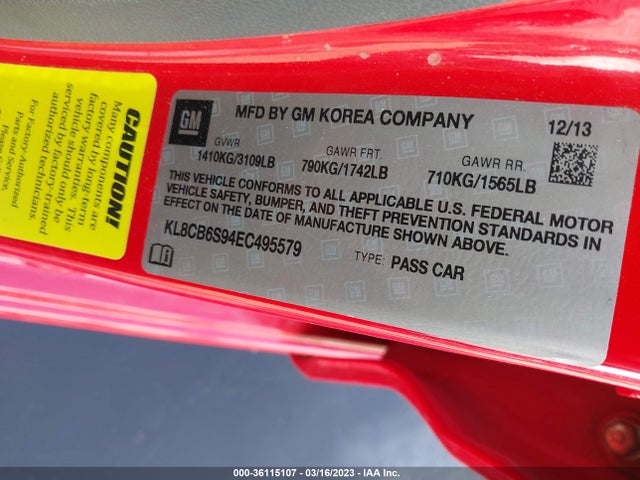 Chevrolet SPARK LS 2014 KL8CB6S94EC495579 Image 10