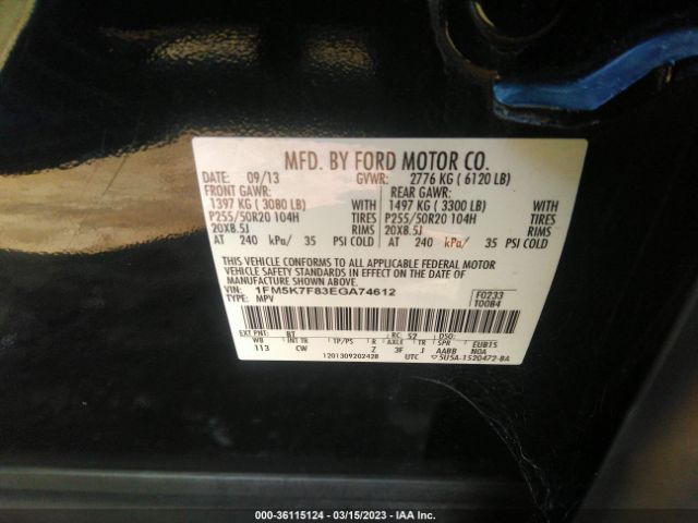 1FM5K7F83EGA74612 Ford Explorer Limited
