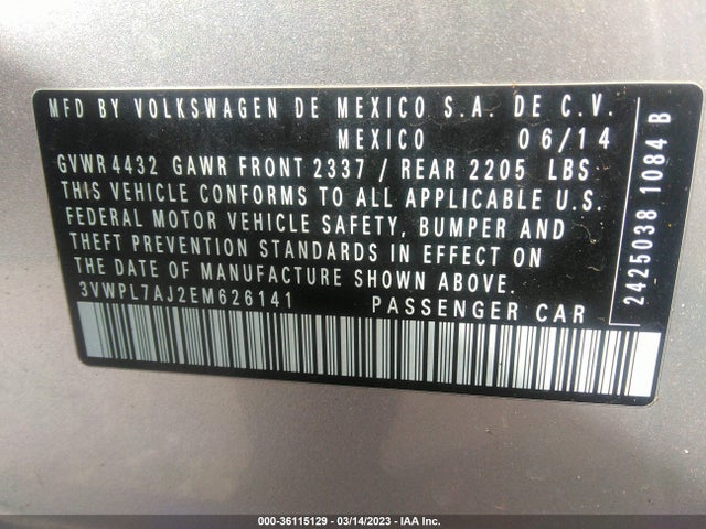 3VWPL7AJ2EM626141 Volkswagen Jetta Sportwagen Tdi W/sunroof