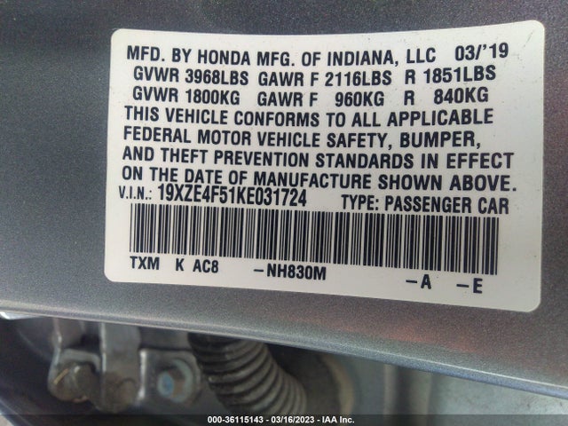 Honda INSIGHT EX 2019 19XZE4F51KE031724 Image 11