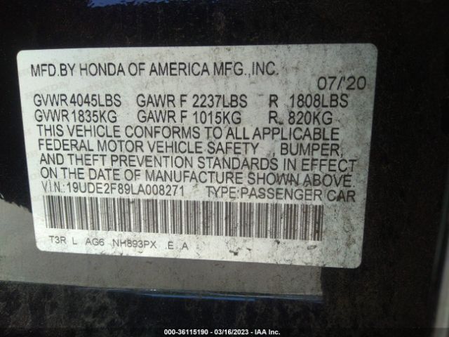 19UDE2F89LA008271 Acura Ilx Pkg