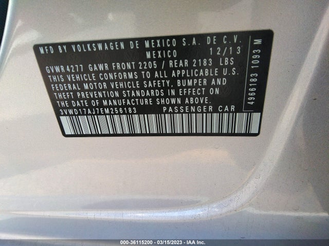 3VWD17AJ7EM256183 Volkswagen Jetta Sedan Se W/connectivity