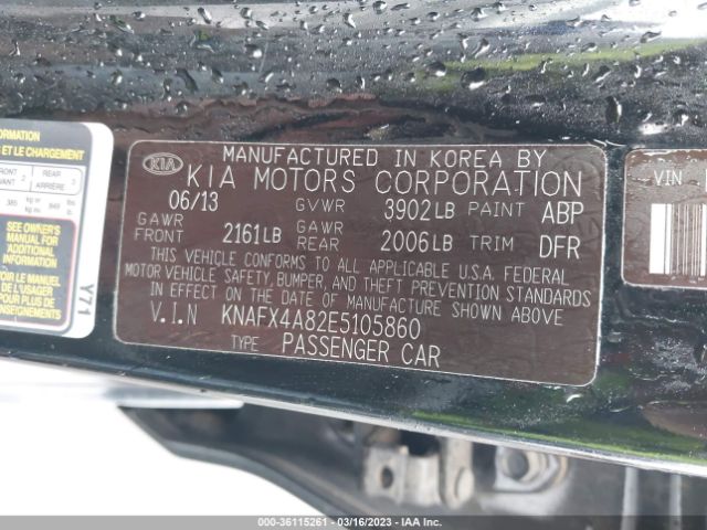KNAFX4A82E5105860 KIA FORTE EX