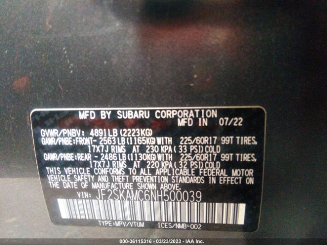 JF2SKAMC6NH500039 Subaru Forester Wilderness