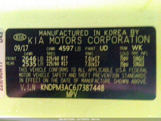 KNDPM3AC6J7387448 KIA Sportage Lx
