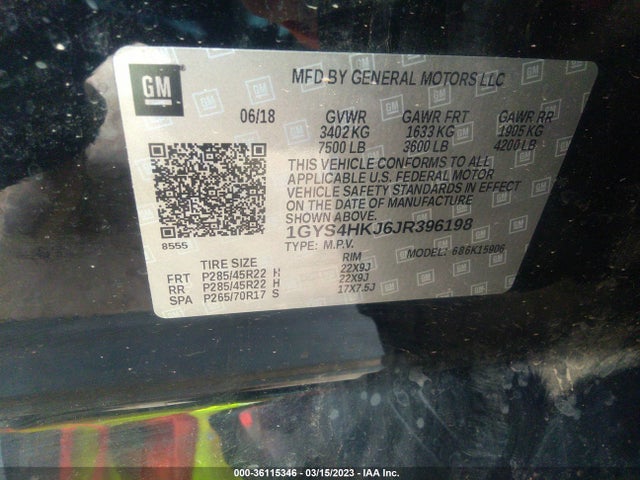 1GYS4HKJ6JR396198 Cadillac Escalade Esv Luxury