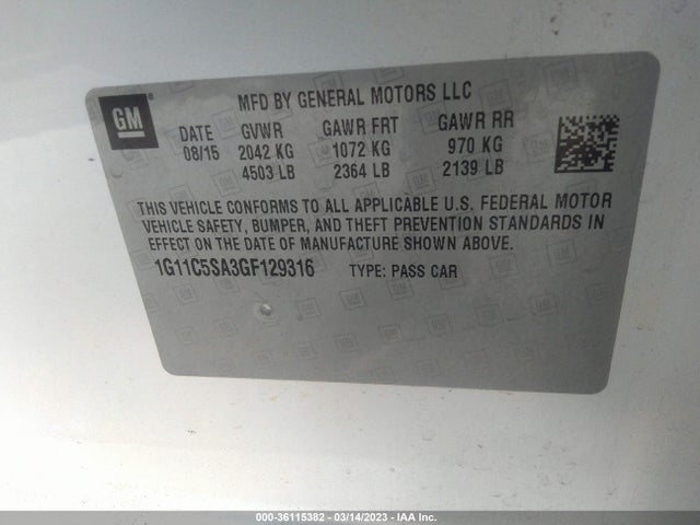 Chevrolet Malibu Limited Lt 2016 1G11C5SA3GF129316 Image 9