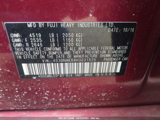 4S3BNAK68H3031525 Subaru Legacy Limited