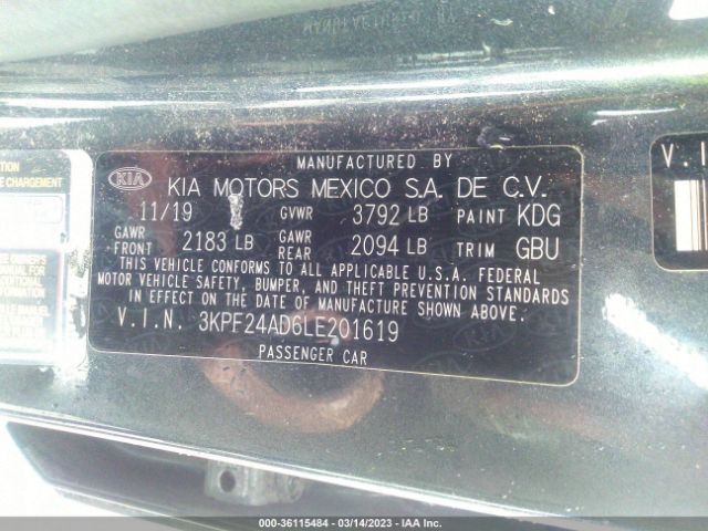 3KPF24AD6LE201619 KIA Forte Lxs
