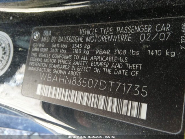 BMW 7 Series 750li 2007 WBAHN83507DT71735 Image 11