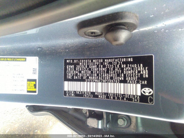Toyota COROLLA LE 2022 5YFEPMAE7NP299762 Image 9