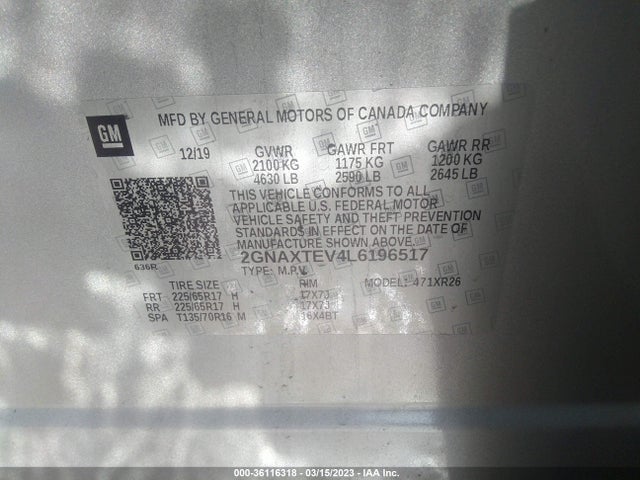 Chevrolet EQUINOX LT 2020 2GNAXTEV4L6196517 Image 11