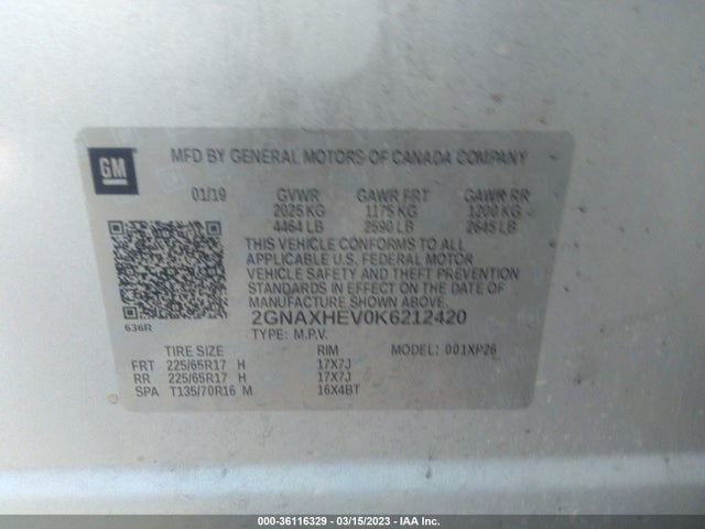 Chevrolet EQUINOX LS 2019 2GNAXHEV0K6212420 Image 10