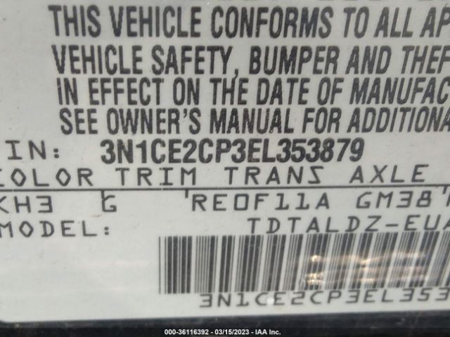 3N1CE2CP3EL353879 Nissan Versa Note Sv