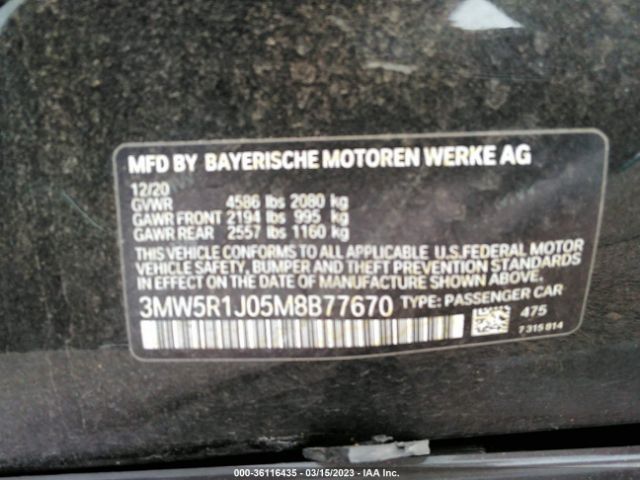 3MW5R1J05M8B77670 BMW 3 Series 330i