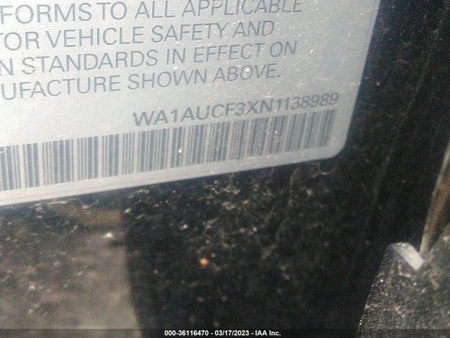 WA1AUCF3XN1138989 Audi Q3 PREMIUM