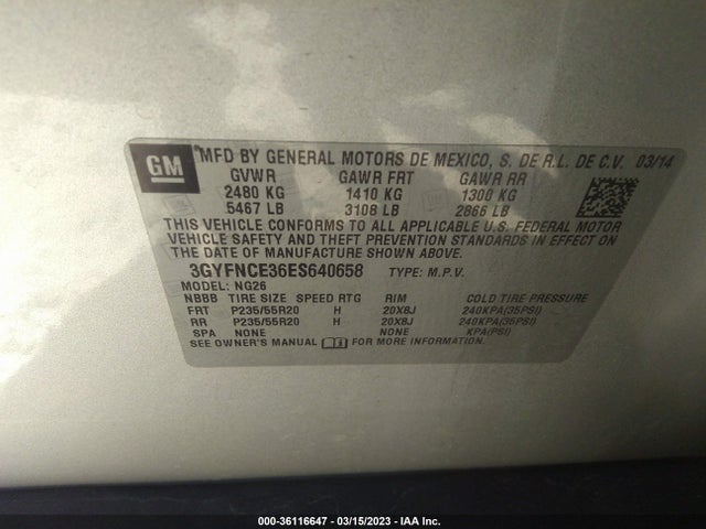 3GYFNCE36ES640658 Cadillac Srx Performance Collection
