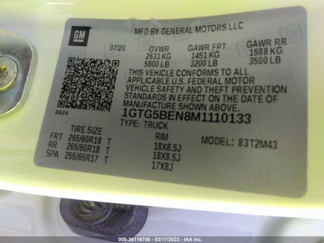 2021 GMC Canyon, VIN: 1GTG5BEN8M1110133