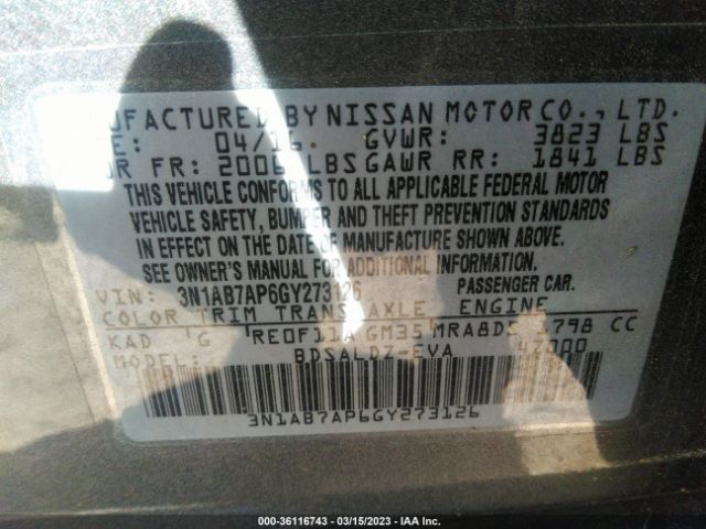 3N1AB7AP6GY273126 Nissan SENTRA SV