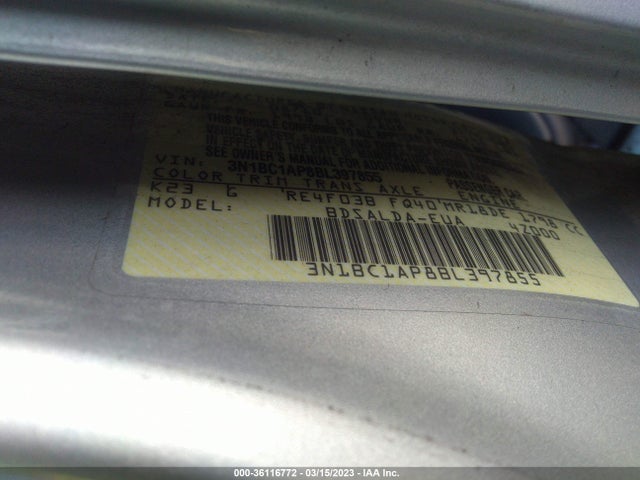 2011 NISSAN VERSA 1.8 S VIN: 3N1BC1AP8BL397855