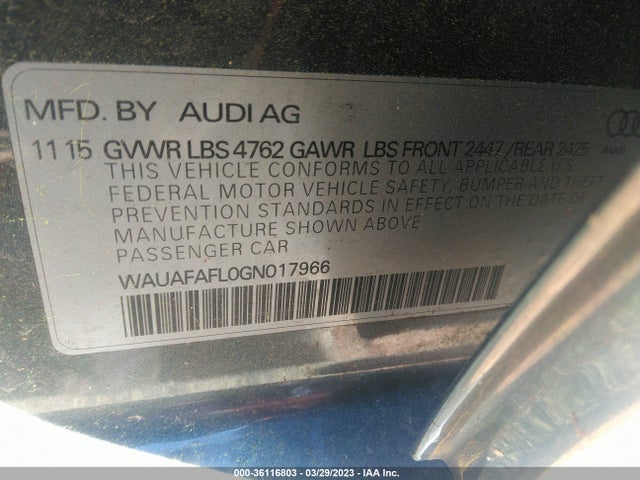 WAUAFAFL0GN017966 Audi A4 PREMIUM