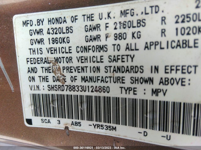 Honda CR-V EX 2003 SHSRD78833U124860 Image 10