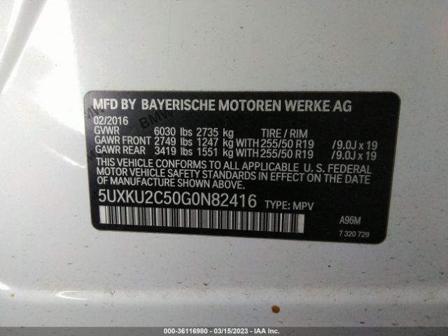 5UXKU2C50G0N82416 BMW X6 Xdrive35i