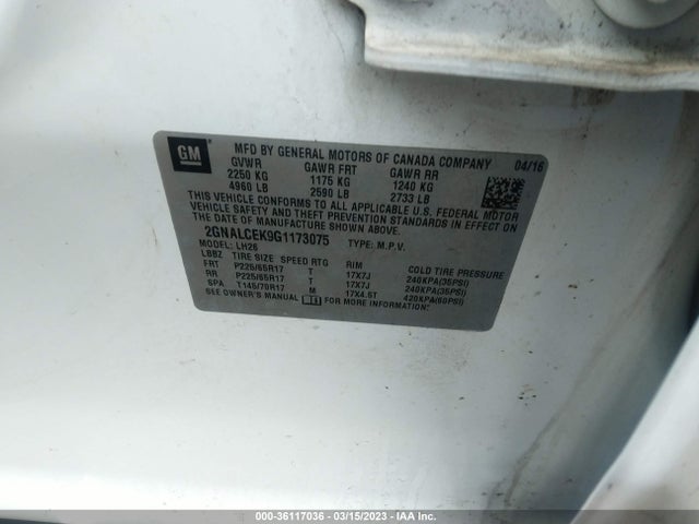 Chevrolet EQUINOX LT 2016 2GNALCEK9G1173075 Image 10