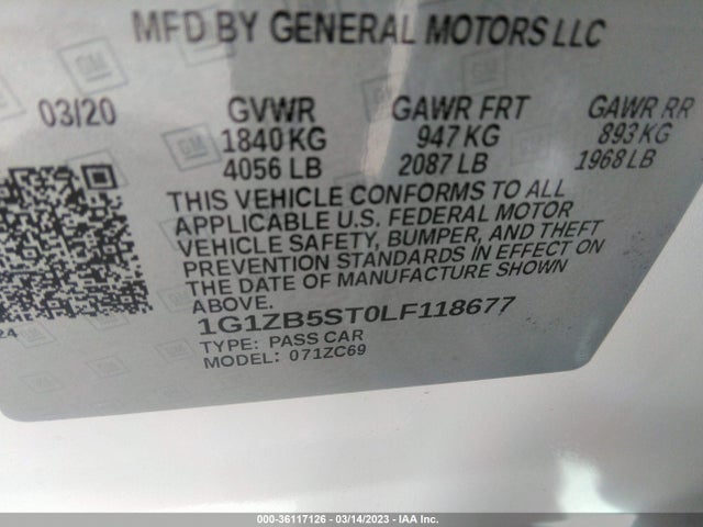 Chevrolet MALIBU LS 2020 1G1ZB5ST0LF118677 Image 9