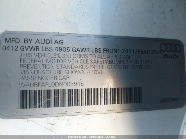 WAUBFAFL0DN005915 Audi A4 PREMIUM