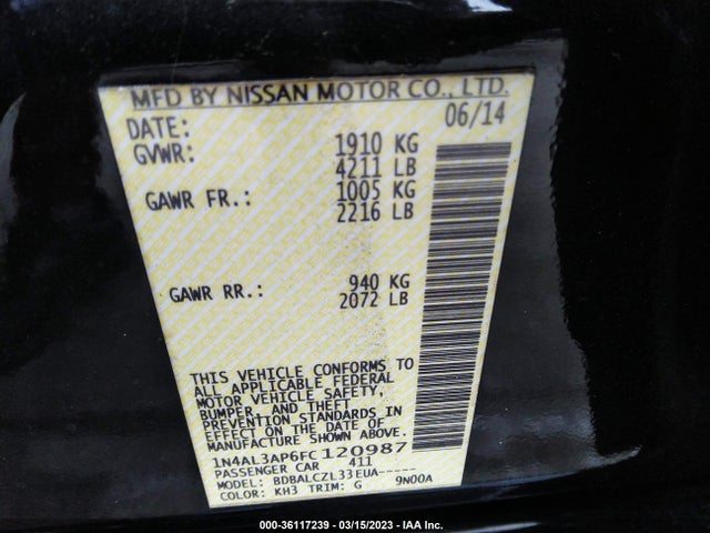 Nissan Altima 2015 1N4AL3AP6FC120987 Image 10