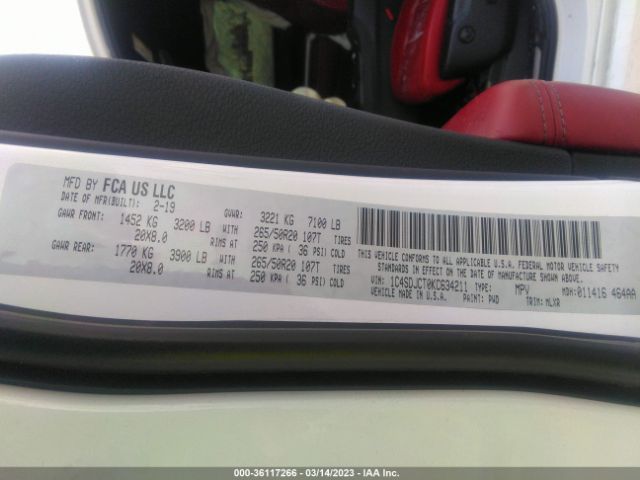 1C4SDJCT0KC634211 Dodge Durango R/t