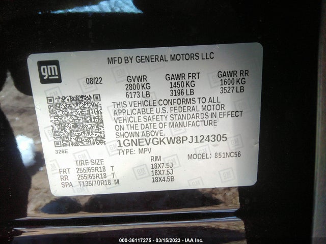 2023 Chevrolet Traverse, VIN: 1GNEVGKW8PJ124305