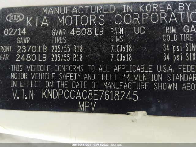 KNDPCCAC8E7618245 KIA Sportage Ex