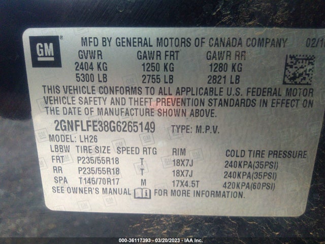 Chevrolet EQUINOX LT 2016 2GNFLFE38G6265149 Image 10