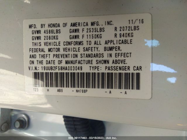 19UUB2F58HA003049 Acura Tlx V6 W/technology Pkg