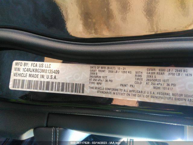1C4RJKBG3M8135409 Jeep Grand Cherokee L Limited