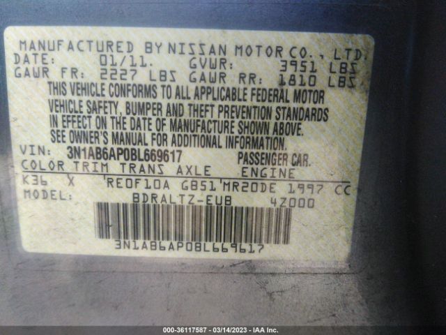 3N1AB6AP0BL669617 Nissan Sentra 2.0 S