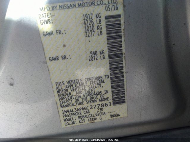 1N4AL3AP6GC227863 Nissan ALTIMA 2.5