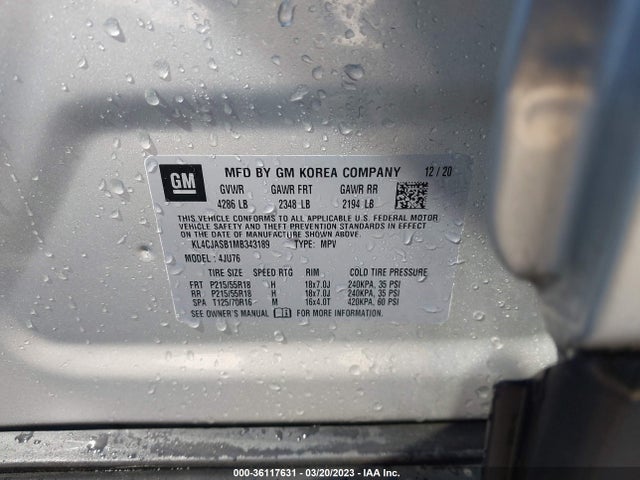 2021 BUICK ENCORE FWD PREFERRED VIN: KL4CJASB1MB343189