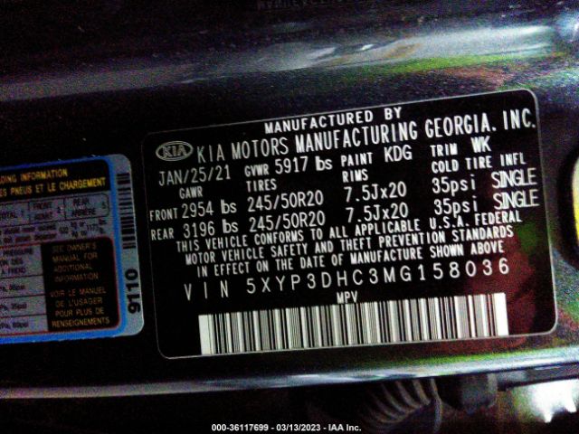 5XYP3DHC3MG158036 KIA Telluride Ex