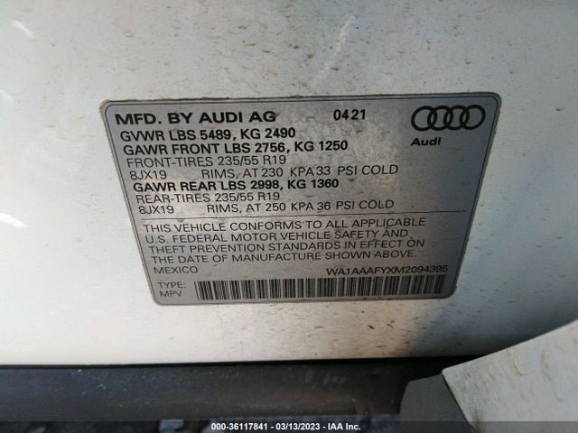WA1AAAFYXM2094395 Audi Q5 PREMIUM