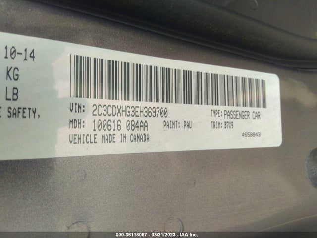 Dodge Charger Sxt 2014 2C3CDXHG3EH369700 Image 9