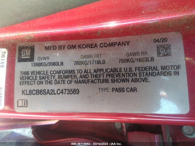 Chevrolet SPARK LS 2020 KL8CB6SA2LC473569 Image 10